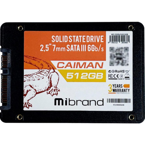 SSD накопитель Wibrand Caiman 512GB 2.5 (WI2.5SSD/CA512GB)