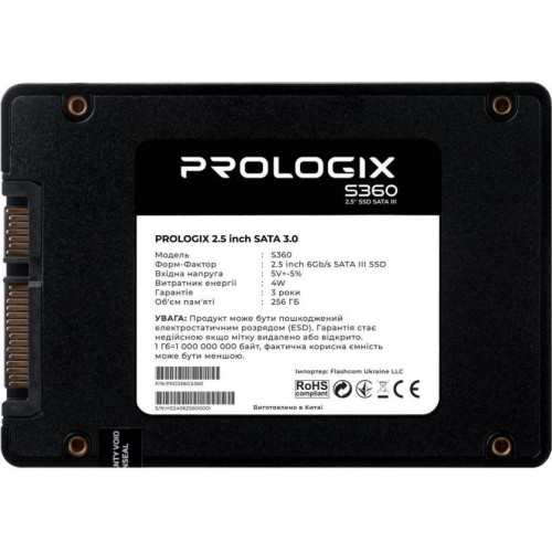 SSD накопитель Prologix S360 256 GB (PRO256GS360)