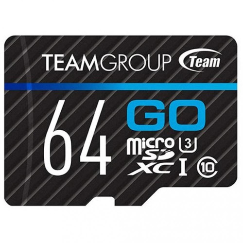 Карта памяти TEAM 64 GB microSDXC UHS-I U3 V30 GO + SD Adapter TGUSDX64GU303