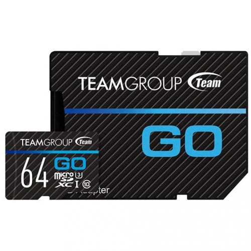 Карта памяти TEAM 64 GB microSDXC UHS-I U3 V30 GO + SD Adapter TGUSDX64GU303