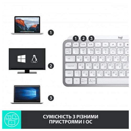 Клавиатура Logitech MX Keys Mini Illuminated UA Pale Grey (920-010609)