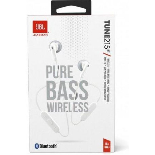 Наушники с микрофоном JBL T215BT White JBLT215BTWHT