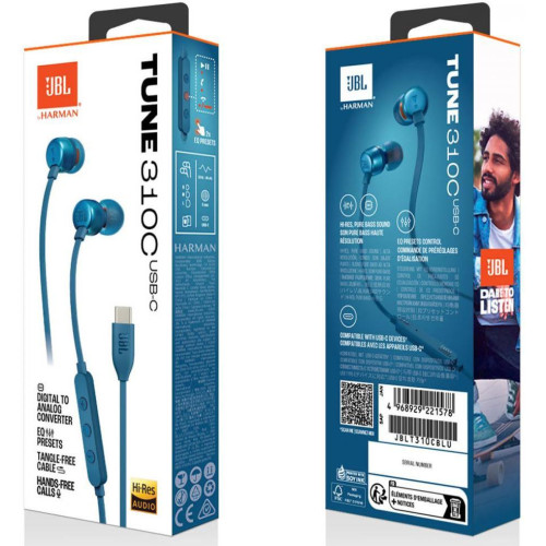 Наушники с микрофоном JBL Tune 310C Blue (JBLT310CBLU)