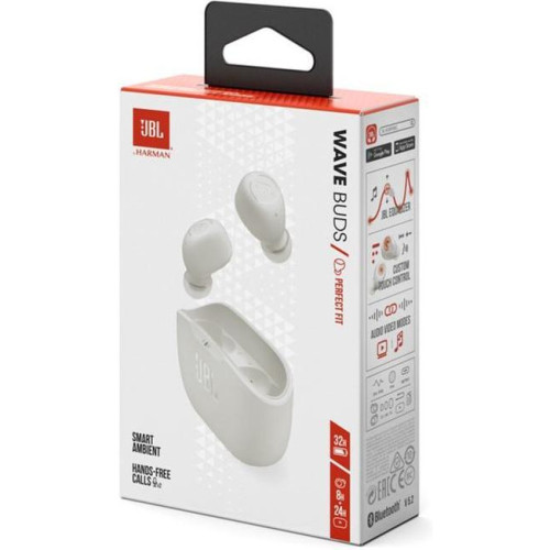 Наушники TWS JBL Wave Buds White (JBLWBUDSWHT)