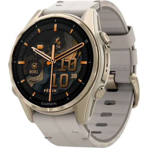 Спортивные часы Garmin Fenix 8 43mm AMOLED Sapphire Soft Gold with Limestone Leather Band (010-02903-40)