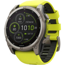 Garmin Fenix 8 51mm Solar Sapphire Titanium w. Amp Yellow/Graphite Silicone Band (010-02907-20/21)