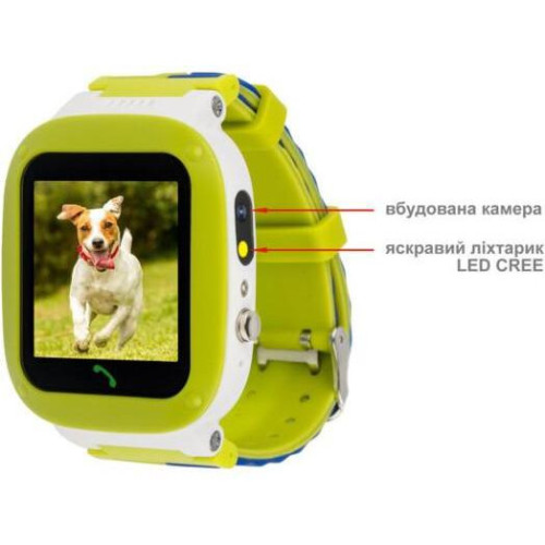 Детские умные часы AmiGo GO004 Splashproof Camera+LED Green