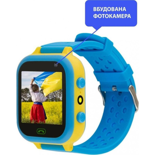 Детские умные часы AmiGo GO009 Camera+LED WIFI Blue-Yellow