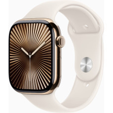 Apple Watch Series 10 GPS + Cellular 46mm Gold Titanium Case w. Starlight Sport Band - M/L (MWYY3)