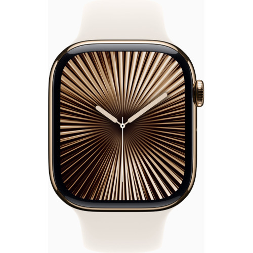 Смарт-часы Apple Watch Series 10 GPS + Cellular 46mm Gold Titanium Case w. Starlight Sport Band - S/M (MWYX3)