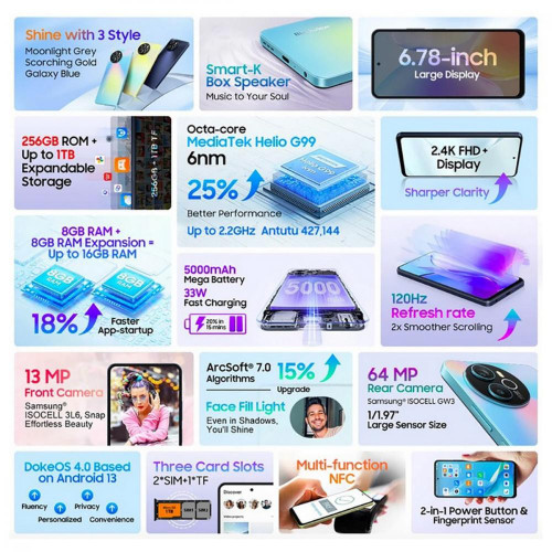 Смартфон Blackview Shark 8 8/256GB Moonlight Grey