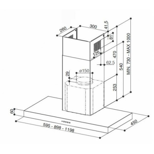 Вытяжка Т-образная Faber STILO SMART X A90 (325.0615.635)