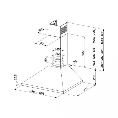 Вытяжка Т-образная Faber VALUE PB BK A60 (320.0557.543)