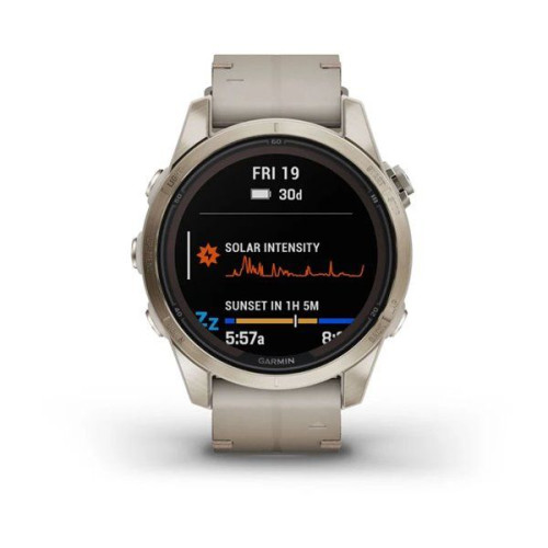 Garmin Fenix 7S Pro: сонячний Soft Gold зі скляними кришками Sapphire та ремінцем Limestone L.