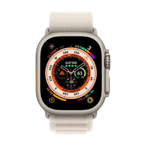 Apple Watch Ultra GPS + Cellular 49mm Titanium Case with Starlight Alpine Loop - Medium (MQF03/MQFR3