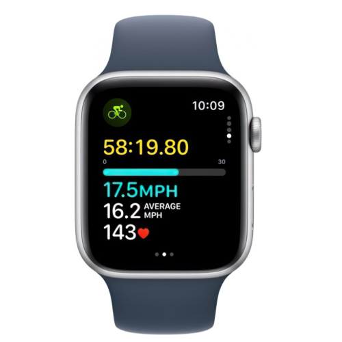 Apple Watch SE 2 GPS 40мм Срібний корпус зі Спортивним ремінцем Storm Blue (M/L) (MRE23)