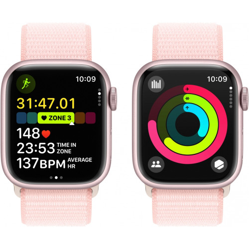 Apple Watch Series 9 GPS 41mm Pink Aluminum Case w. Light Pink S. Loop (MR953)