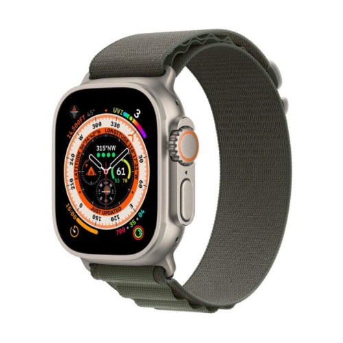 Apple Watch Ultra GPS + Cellular 49mm Titanium Case with Green Alpine Loop - Small (MNHC3/MNHJ3)