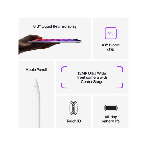 Планшет  Apple iPad mini 6 Wi-Fi 256GB Purple (MK7X3)