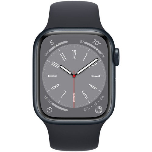 Apple Watch Series 8 GPS + Cellular 41mm Midnight Aluminum Case w. Midnight S. Band S/M (MNUV3)