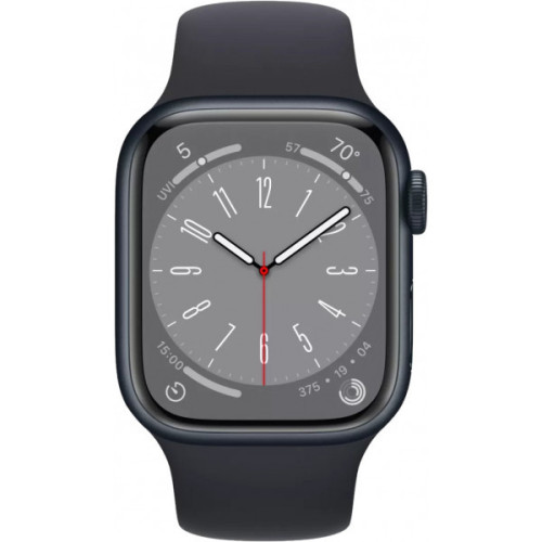Apple Watch Series 8 GPS 41mm Midnight Aluminum Case w. Midnight Sport Band - Size S/M (MNU73/MNPC3)