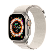 Apple Watch Ultra GPS + Cellular 49mm Titanium Case with Starlight Alpine Loop - Small (MQEY3/MQFQ3)