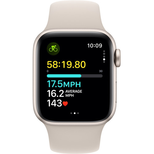 Apple Watch SE 2 GPS 40mm: Стильний годинник з алюмінієвим корпусом Starlight і спортивним ремінцем Starlight Band M/L (MR9V3)