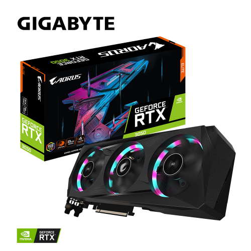 Видеокарта GIGABYTE GeForce RTX3050 8Gb AORUS ELITE (GV-N3050AORUS E-8GD)