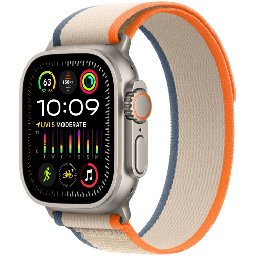 Apple Watch Ultra 2 GPS + Cellular 49mm Titanium Case with Orange/Beige Trail Loop - M/L (MRF23)