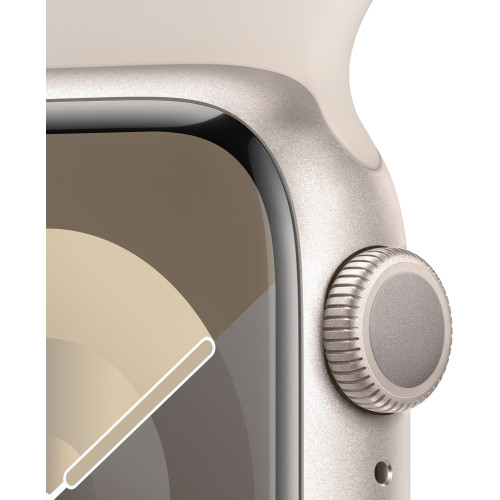 Apple Watch Series 9 GPS 45mm Starlight Aluminum Case w. Starlight Sport Band - S/M (MR963)