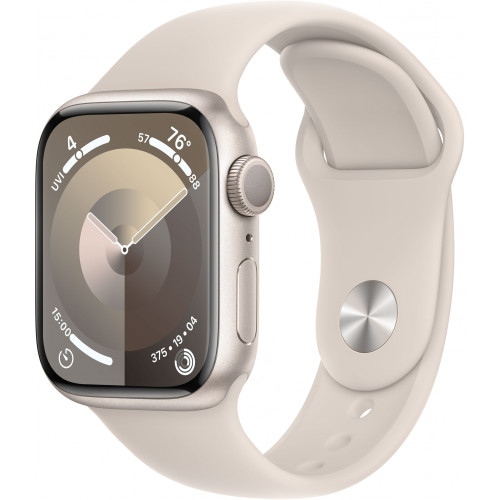 Apple Watch Series 9 GPS 45mm Starlight Aluminum Case w. Starlight Sport Band - S/M (MR963)