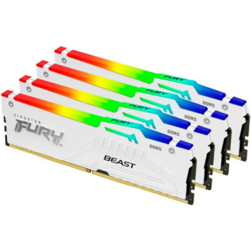 Kingston FURY 128 GB (4x32GB) DDR5 5600 MHz Beast White RGB (KF556C40BWAK4-128)