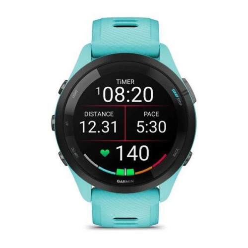 Garmin Forerunner 265 Black Bezel w. Aqua Case and Aqua/Black Silicone Band (010-02810-02/12)