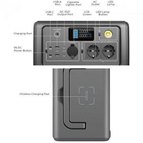 Bluetti PowerOak EB70 Portable Power Station 1000W 716Wh