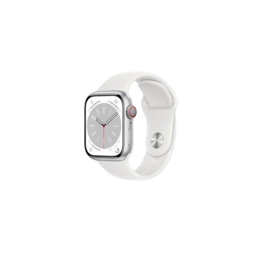 Apple Watch Series 8 GPS + Cellular 41mm Silver Aluminum Case with White Sport Band - S/M (MP4E3)