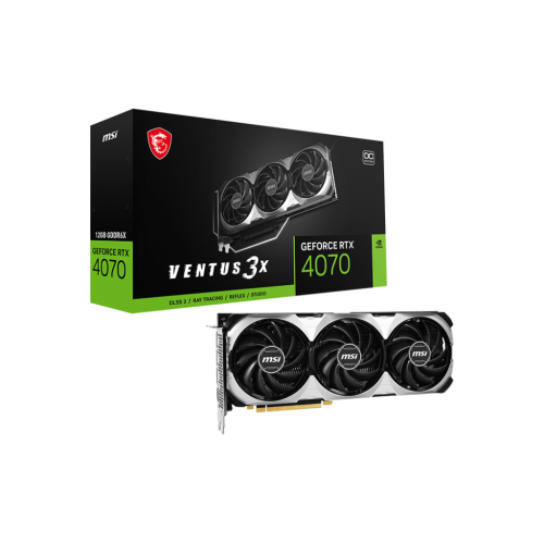 MSI GeForce RTX 4070 VENTUS 3X 12G OC: відеокарта з 12 ГБ пам'яті та підвищеним рівнем керування вентиляцією.
