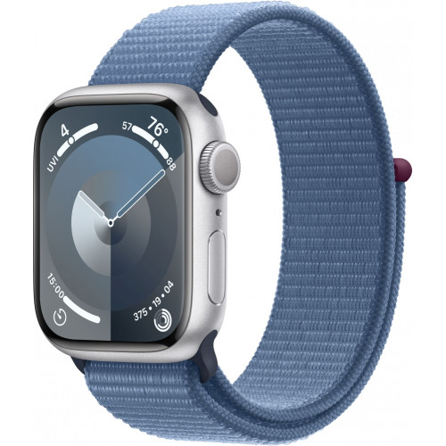 Apple Watch Series 9 GPS 45mm Silver Aluminum Case w. Winter Blue S. Loop (MR9F3)