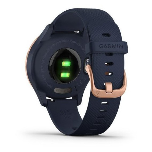Garmin Vivomove 3s Rose Gold Stainless Steel Bezel w. Navy and Silicone B. (010-02238-03)