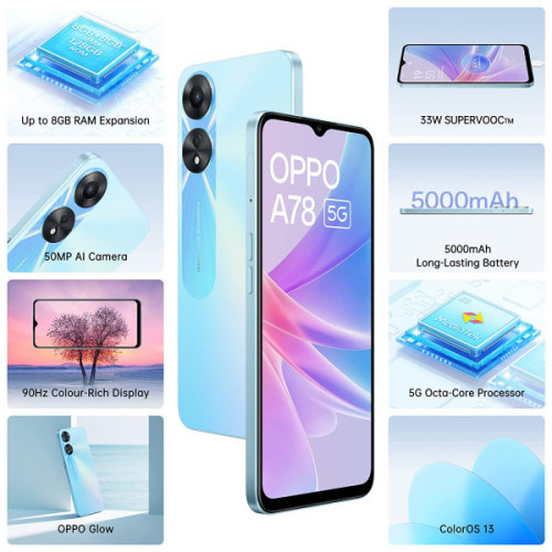 OPPO A78 - Glowing Blue Beauty with 4/128GB!