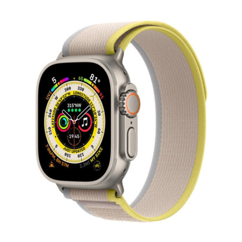 Apple Watch Ultra GPS + Cellular 49mm Titanium Case with Yellow/Beige Trail Loop - S/M (MNHD3/MNHK3)