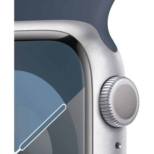 Apple Watch Series 9 GPS 45mm Silver Alu. Case w. Storm Blue S. Band - M/L (MR9E3)