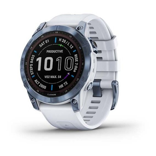 Garmin Fenix 7 Sapphire Solar Mineral Blue DLC Titanium with Whitestone Band (010-02540-24/25)