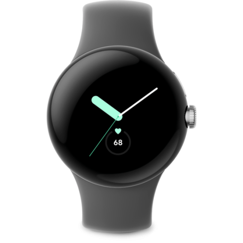 Google Pixel Watch LTE Polished Silver Case/Charcoal Active Band