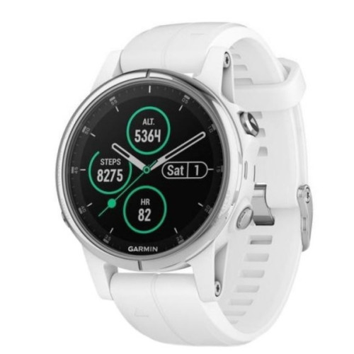 Garmin Fenix 5S Plus Sapphire: белый корпус и лента Carrera White (010-01987-01)