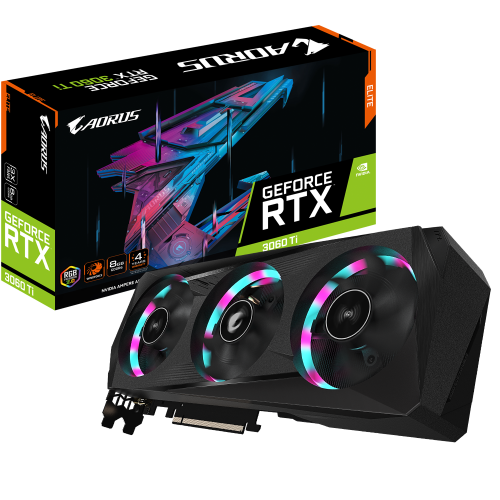 Відеокарта GIGABYTE AORUS GeForce RTX 3060 Ti ELITE 8G rev. 2.0 (GV-N306TAORUS E-8GD rev. 2.0)