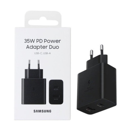 Samsung 35W PD Power Adapter Duo Black: Efficient Charging in a Sleek Design