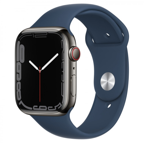 Apple Watch Series 7 GPS + Cellular 45mm Graphite S. Steel Case w. Abyss Blue S. Band (MKJH3)