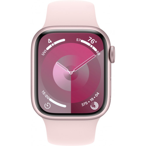 Apple Watch Series 9 GPS 45mm Pink Aluminum Case w. Light Pink Sport Band - M/L (MR9H3)