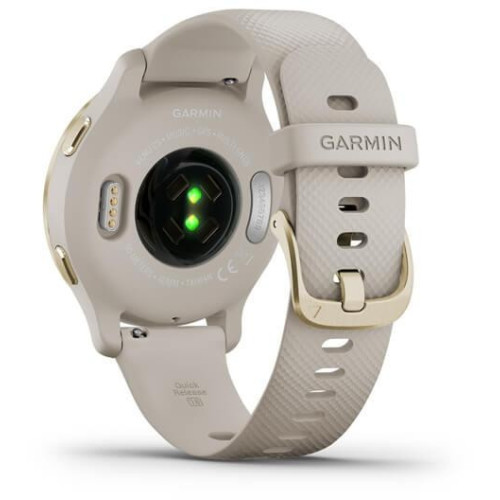 Garmin Venu 2S Light Gold Stainless Steel Bezel with Light Sand Case and Silicone Band (010-02429-01)