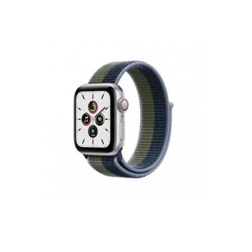 Apple Watch SE GPS + Cellular 40mm Silver Aluminum Case w. Abyss Blue/Moss Green S/Loop (MKQM3)